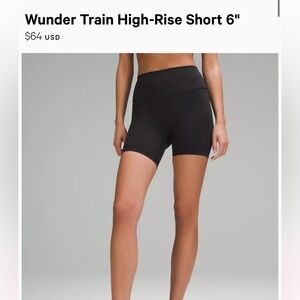 Lululemon Wunder Train High-Rise Short 6” in Black, size 8